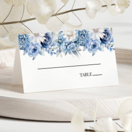 Dusty Blue Blommigt Flowers Bröllop Placeringskort