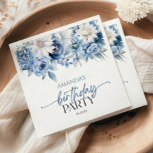 Dusty Blue Blommigt Flowers Födelsedagsfest