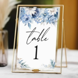 Dusty Blue Blommigt Flowers Garden Wedding Wedding Bordsnummer
