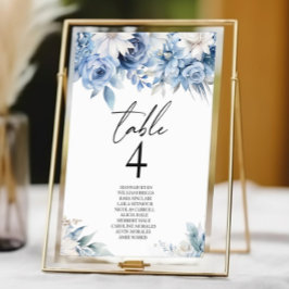 Dusty Blue Blommigt Flowers Garden Wedding Wedding Bordsnummer