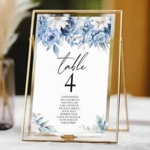 Dusty Blue Blommigt Flowers Garden Wedding Wedding Bordsnummer