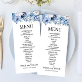 Dusty Blue Blommigt Flowers Garden Wedding Wedding Meny