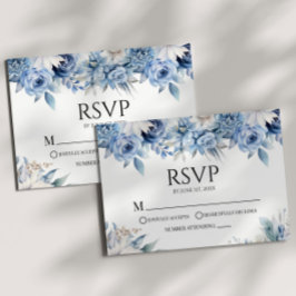 Dusty Blue Blommigt Flowers Garden Wedding Wedding OSA Kort