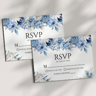 Dusty Blue Blommigt Flowers Garden Wedding Wedding OSA Kort