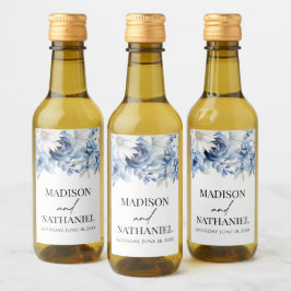 Dusty Blue Blommigt Flowers Garden Wedding Wedding Vinetikett