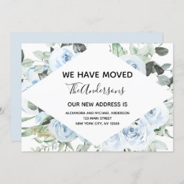 Dusty Blue Blommigt Flytta Announcement Inbjudningar