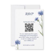 Dusty Blue Blommigt Fold Snyggt QR-kodOSA kort