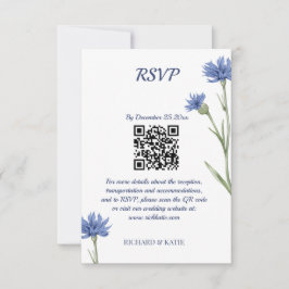 Dusty Blue Blommigt Fold Snyggt QR-kodOSA kort