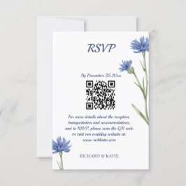Dusty Blue Blommigt Fold Snyggt QR-kodOSA kort