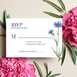 Dusty Blue Blommigt Fold Snyggt QR-kodOSA kort
