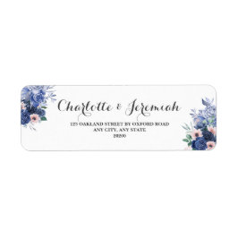 Dusty Blue Blommigt Foliage Bröllop Returadress Etikett
