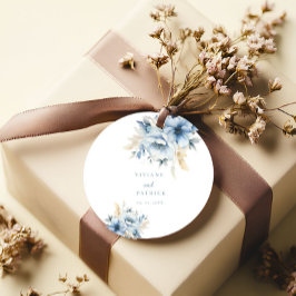 Dusty Blue Blommigt Geometric Ram Bloom Bröllop Gåvor Etiketter