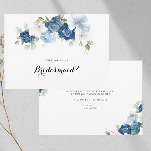 Dusty Blue Blommigt Greenery Bridesmaid Frieri Inbjudningar