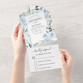 Dusty Blue Blommigt Greenery Bröllop OSA