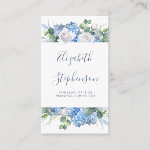 Dusty Blue Blommigt Greenery - Hydrangea Blooms Visitkort