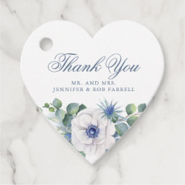 Dusty Blue Blommigt Greenery Kärlek Heart Bröllop Gåvor Etiketter