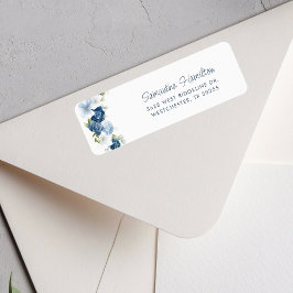 Dusty Blue Blommigt Greenery Returadress Etikett
