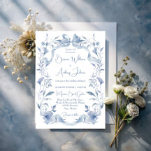 Dusty blue blommigt greenery ribbon elegant bröllo