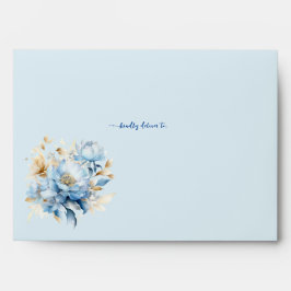Dusty Blue Blommigt Guld Watercolor Blommigt Kuver