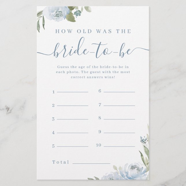 Dusty blue blommigt hur gammal var bridspelet? (Framsida)