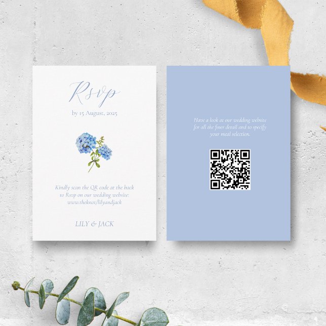 Dusty Blue Blommigt Hydrangea Bröllop OSA Tilläggskort (Skapare uppladdad)