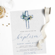 Dusty Blue Blommigt Kor Baby Baptism
