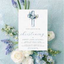 Dusty Blue Blommigt Kor Baby Christening