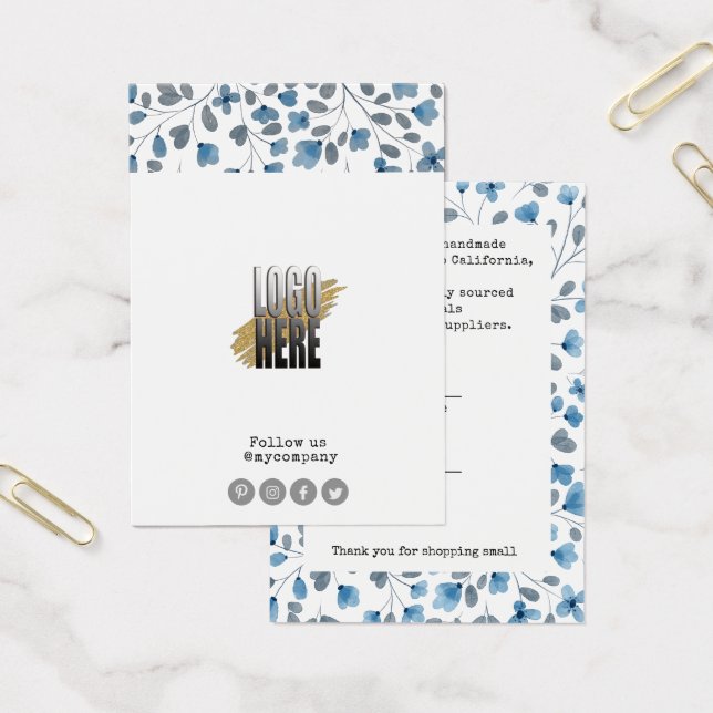 Dusty Blue Blommigt Logotyp Clothing Visning Pris  Visitkort (Kontor)