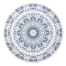Dusty Blue Blommigt Mandala Knopp