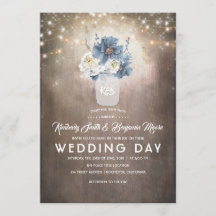 Dusty Blue Blommigt Mason Burk Rustic Landsbyggsbr