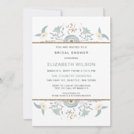 Dusty Blue Blommigt Möhippa Inbjudningar