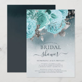 Dusty Blue Blommigt Möhippa Inbjudningar