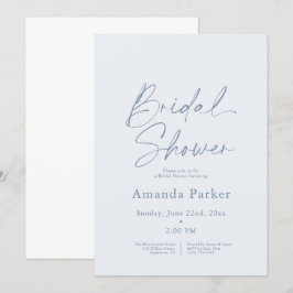 Dusty Blue Blommigt Möhippa Inbjudningar