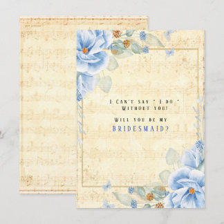 Dusty Blue Blommigt Music blir min bridesmaid Inbjudningar