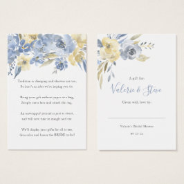 Dusty Blue Blommigt No Wrap Shower visning märkre Visitkort