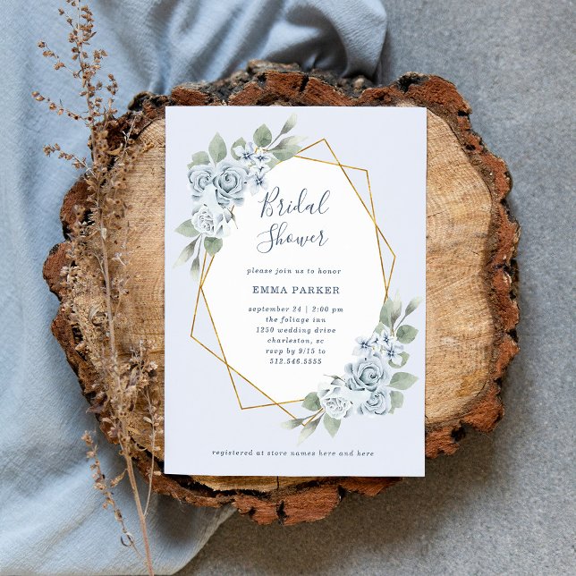 Dusty Blue Blommigt och Eucalyptus | MÖHIPPA Inbjudningar (Skapare uppladdad)