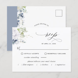 Dusty Blue Blommigt OSA Postcard w/without Måltide Vykort