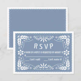 Dusty blue blommigt papel picado babydusch OSA kort