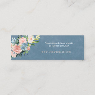 Dusty blue blommigt peach chic bröllop webbplats O Mini Visitkort