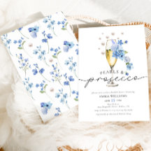 Dusty Blue Blommigt Pearls & Prosecco Möhippa