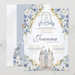 Dusty Blue Blommigt Princess Castle Royal Quince Inbjudningar