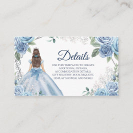 Dusty Blue Blommigt Quinceañera-detaljkort Tilläggskort