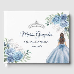 Dusty Blue Blommigt Quinceañera Guest Bok