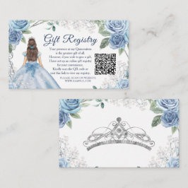 Dusty Blue Blommigt Quinceañera QR Gift Registry Tilläggskort
