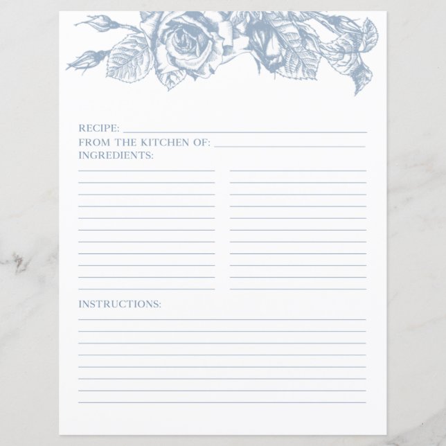 Dusty Blue Blommigt Rececipe (Framsida)