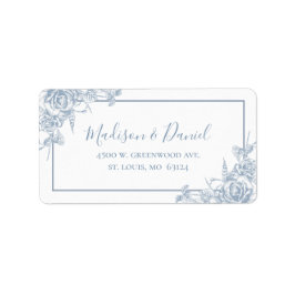 Dusty Blue Blommigt Returadress Adressetikett