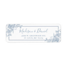 Dusty Blue Blommigt Returadress Returadress Etikett