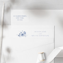 Dusty Blue Blommigt-Returetiketter Etikettband