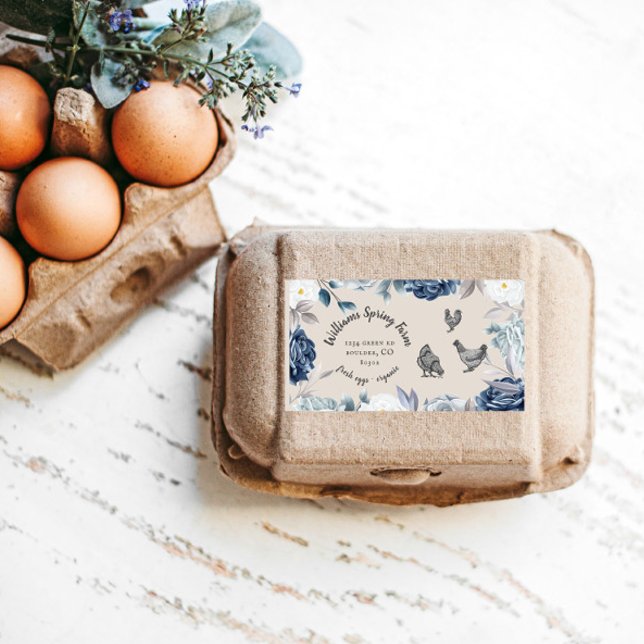 Dusty Blue Blommigt Rustic Script Anka Egg Carton Fraktsedel (Skapare uppladdad)