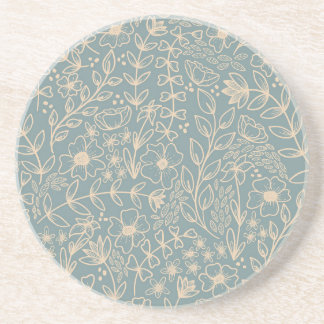 Dusty Blue Blommigt Sandstone Underlägg